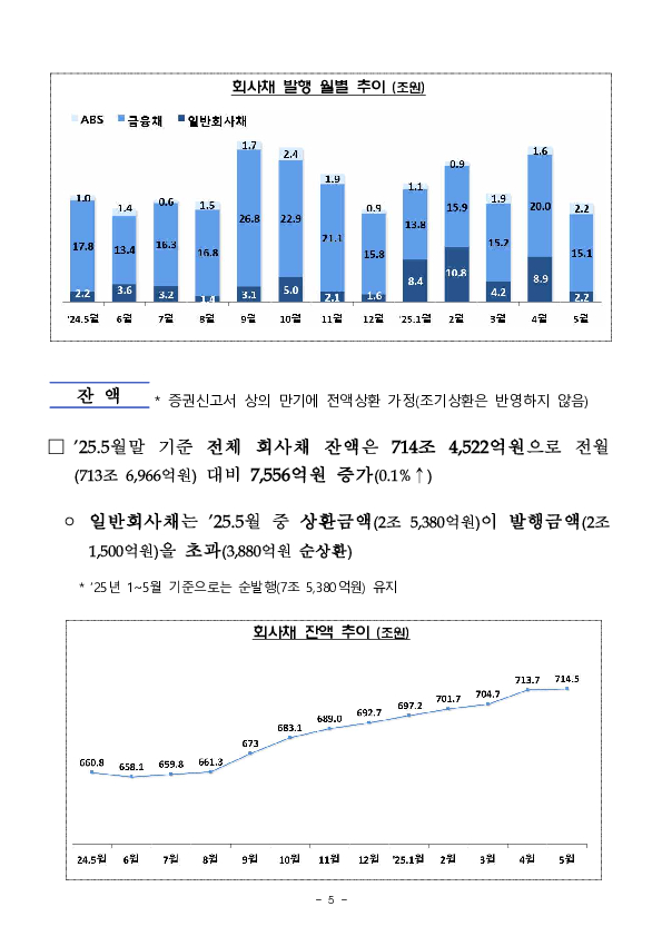 '25.5월중 기업의 직접금융 조달실적 이미지 5