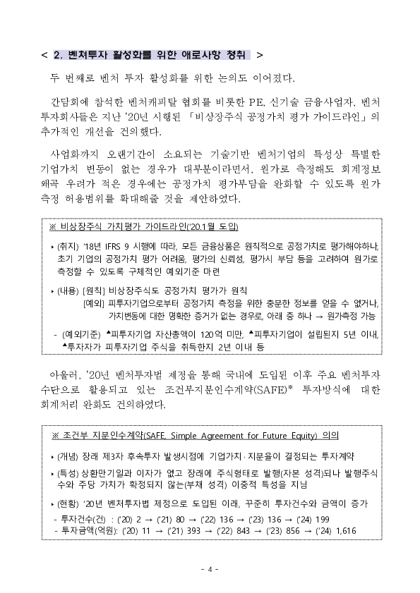 생산적 금융 확대를 위해 장기,벤처 투자와 관련한 회계 애로사항을 청취,논의하였습니다. 이미지 4