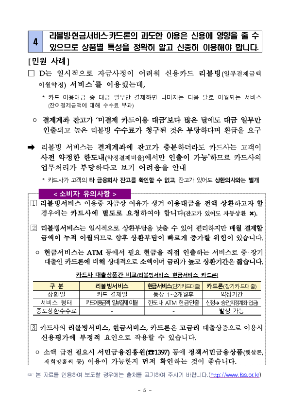 주요 민원사례로 알아보는 소비자 유의사항 - 대출상품 선택 및 신용카드 이용 관련 유의사항 - 이미지 5