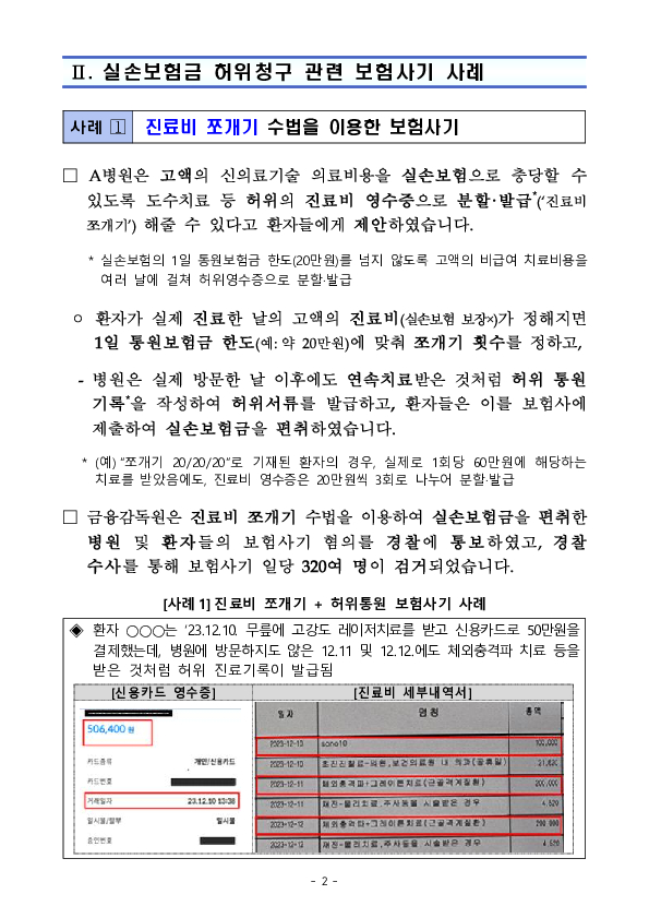 진료비 쪼개기, 피부미용 등의 허위치료 둔갑 등 실손보험 사기 제안은 단호히 거절하셔야 합니다! PC 본문 이미지 2