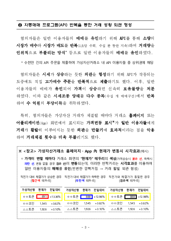가상자산시장 시세조종 혐의자 수사기관 고발 이미지 3