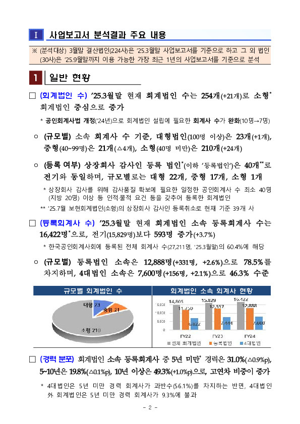 2024사업연도 회계법인 사업보고서 분석 결과 PC 본문 이미지 2
