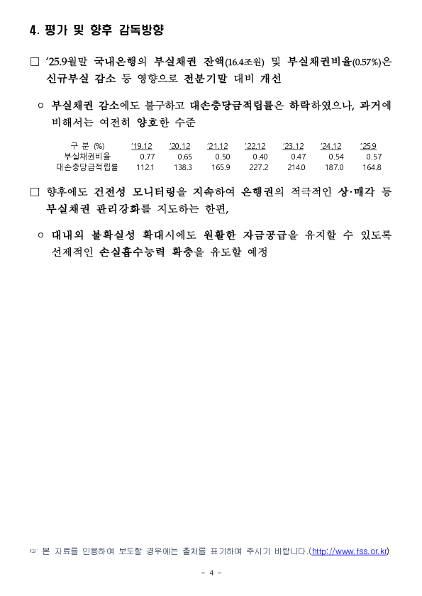 '25.9월말 국내은행의 부실채권 현황[잠정] 이미지 4