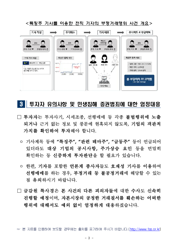 금융감독원 자본시장특사경, 전직 기자의 특징주 기사를 이용한 부정거래행위 적발 이미지 3