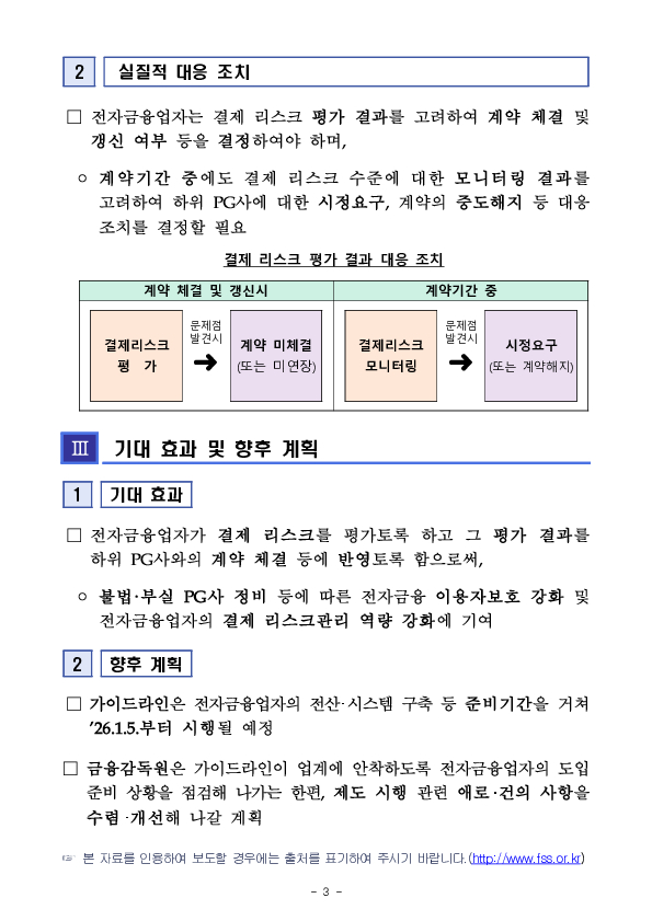 「전자금융업자의 결제 리스크 관리 가이드라인」 도입 이미지 3