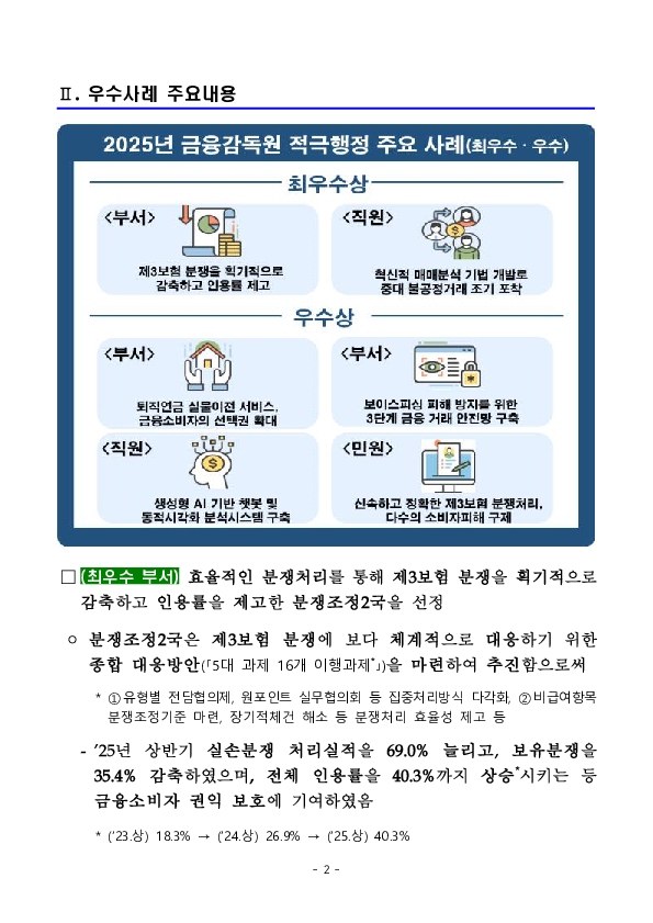 2025년도 금융감독원 적극행정 우수사례 선정 PC 본문 이미지 2