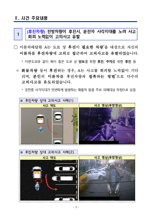금융감독원, 대전둔산경찰서, 자동차손해배상진흥원이 공조하여 이륜차배달원의 자동차 고의사고 적발 PC 본문 이미지 2