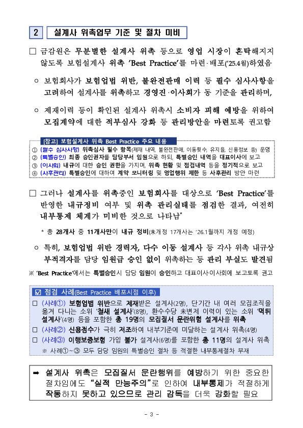 사전예방적 소비자보호를 위해보험회사의 판매위탁리스크 관리를 더욱 강화해 나가겠습니다 이미지 3