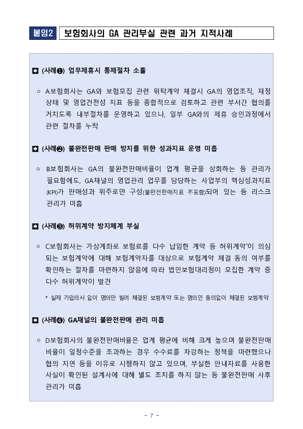 사전예방적 소비자보호를 위해보험회사의 판매위탁리스크 관리를 더욱 강화해 나가겠습니다 이미지 7