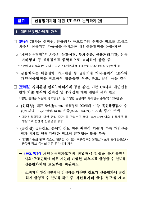 금융 대전환의 핵심 인프라,신용평가체계 개편 TF 킥오프 회의 개최 이미지 5