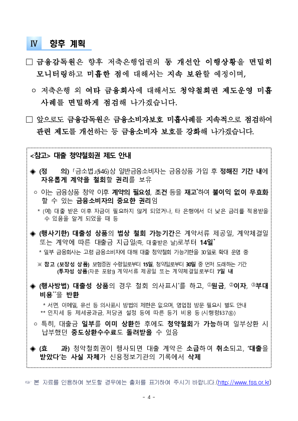 저축은행 고객의 대출 청약철회권 보호 및 안내가 강화됩니다 이미지 4