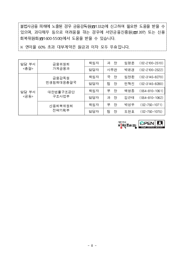 불법추심이 완전히 중단될 때까지국가가 피해자 곁에서 함께하겠습니다. 이미지 8