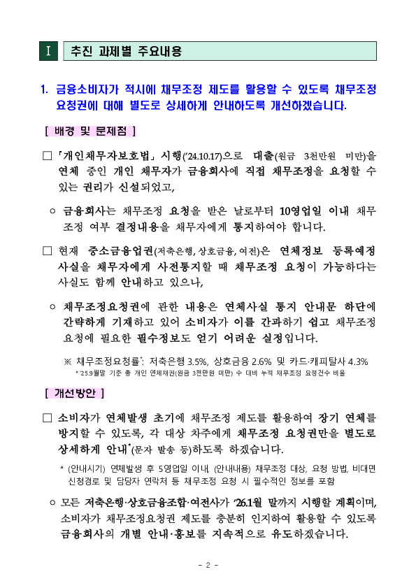 중소금융업권의 채무조정 요청권 안내를 강화하고, 휴면금융자산에 대한 금융회사의 관리 제고를 유도하겠습니다. PC 본문 이미지 2