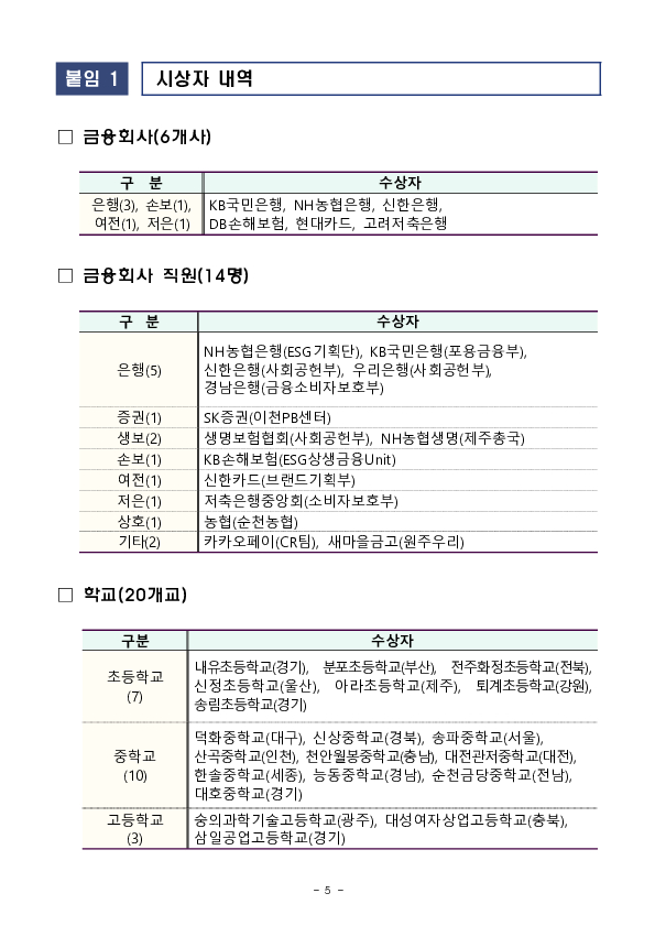금융감독원은 「1사 1교」 내실화를 통해  지속적인 학교 금융교육 확대를 추진하겠습니다 이미지 5