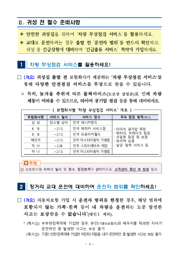안전하고 즐거운 설 연휴 귀성길을 위하여 소비자에게 유용한 자동차보험 정보를 안내합니다. 이미지 4