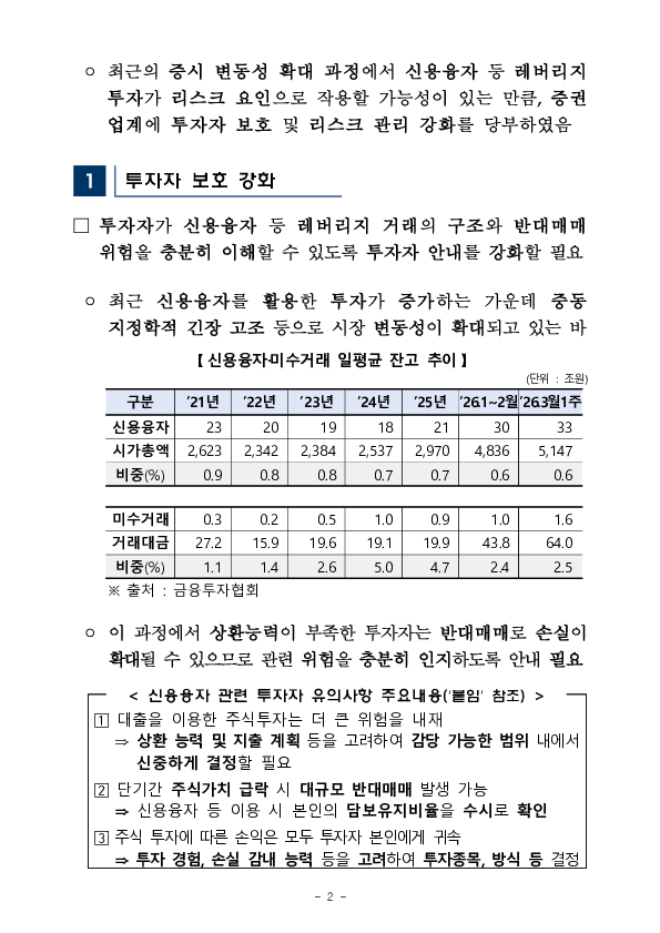 증권사 신용융자 등 리스크 관리체계 강화 간담회 개최 PC 본문 이미지 2