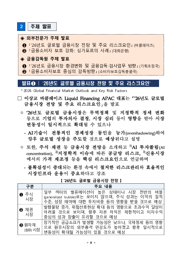 금융감독원, 외국계 금융회사 대상 FSS SPEAKS 2026 개최 이미지 4