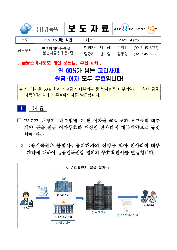 연 60%가 넘는 고리사채, 원금, 이자 모두 무효입니다. PC 본문 이미지 1