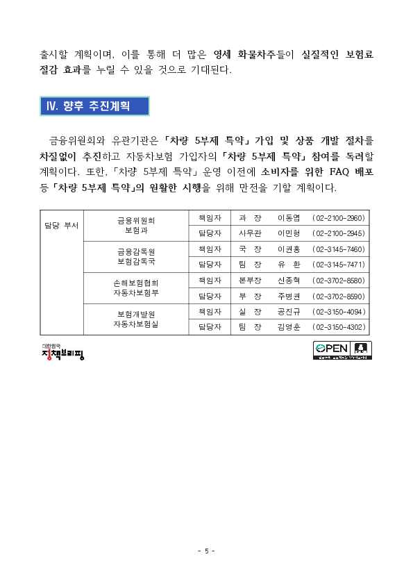 에너지 절약에 동참하는 국민들께 혜택을 제공할 수 있도록 「차량 5부제 할인 특약」을 신설하여 자동차보험료 부담을 조금이나마 덜어드리겠습니다. 이미지 5