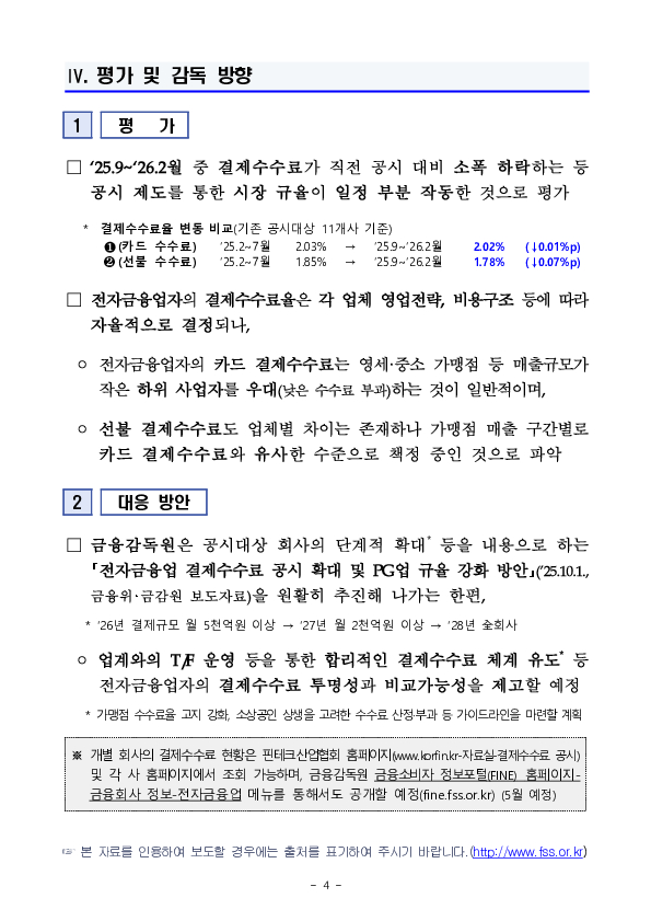 전자금융업자의 결제수수료 공시 현황 이미지 4