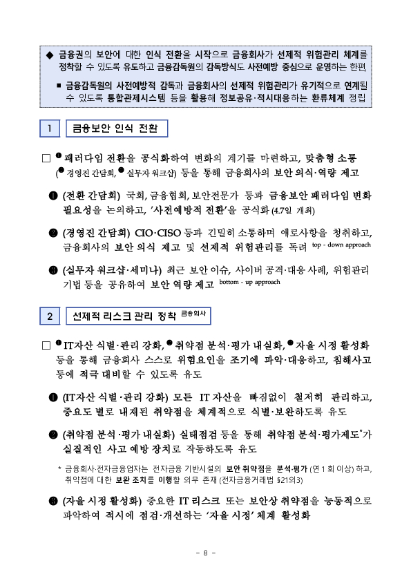 사전예방 중심의 디지털 리스크 감독체계 확립을 위한 금융보안 패러다임 전환 간담회 개최 이미지 8