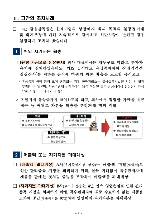 상장폐지 회피 등을 위한 불법행위 끝까지 추적하여 엄단하겠습니다 이미지 3