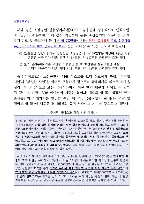 금융이력이 부족해도 미래 성장성이 높은 소상공인은 은행권 대출이 보다 편리해집니다. 이미지 6