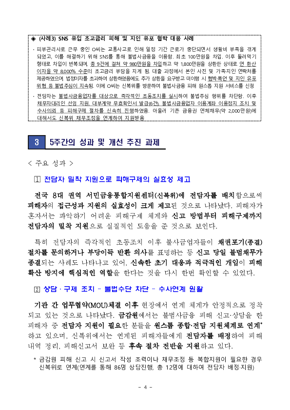 한 번의 신고로 불법추심 뚝, 불법사금융 원스톱 종합, 전담 지원 체계가 안착되고 있습니다. 이미지 4