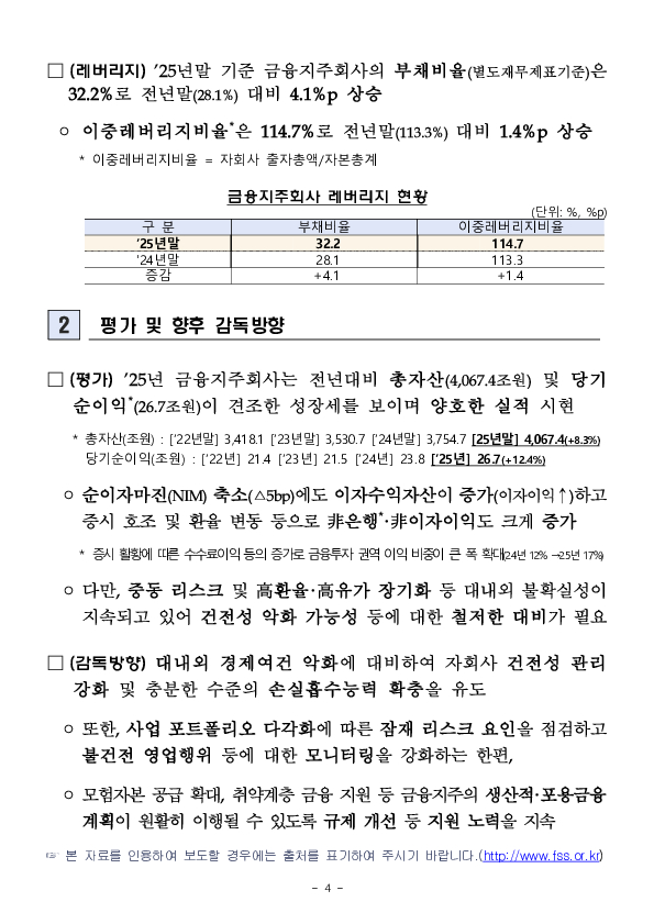 2025년 금융지주회사 경영실적 이미지 4