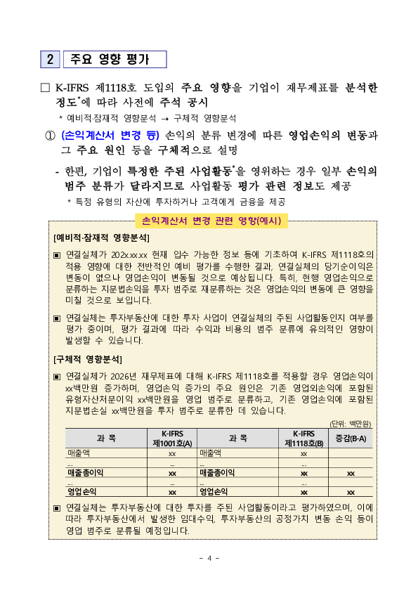 K-IFRS 제1118호 영향 관련 사전 주석공시 모범사례 마련 이미지 4