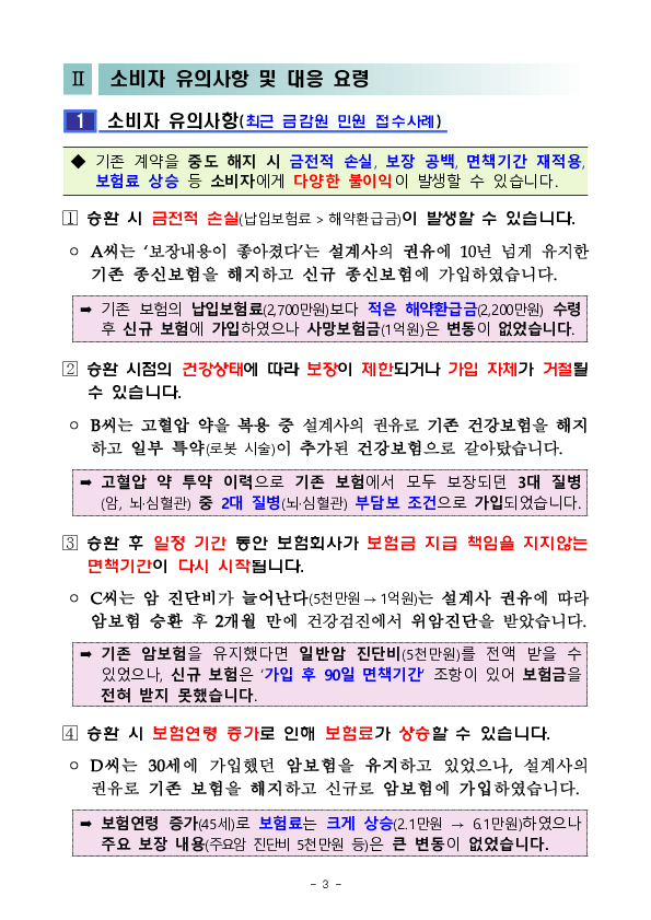정착지원금 과다 지급 경쟁 등으로 인한 보험계약 부당승환 우려 이미지 3