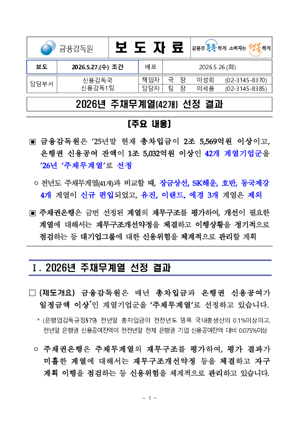 2026년 주채무계열 선정 결과 PC 본문 이미지 1