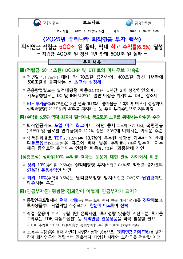 2025년 우리나라 퇴직연금 투자 백서 PC 본문 이미지 1