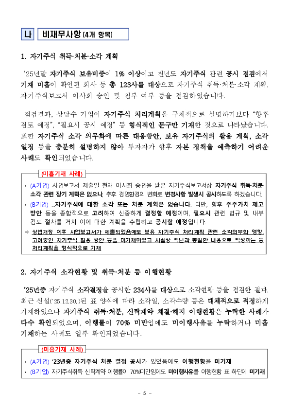 2025년도 사업보고서에 대한 중점 점검 결과 이미지 5