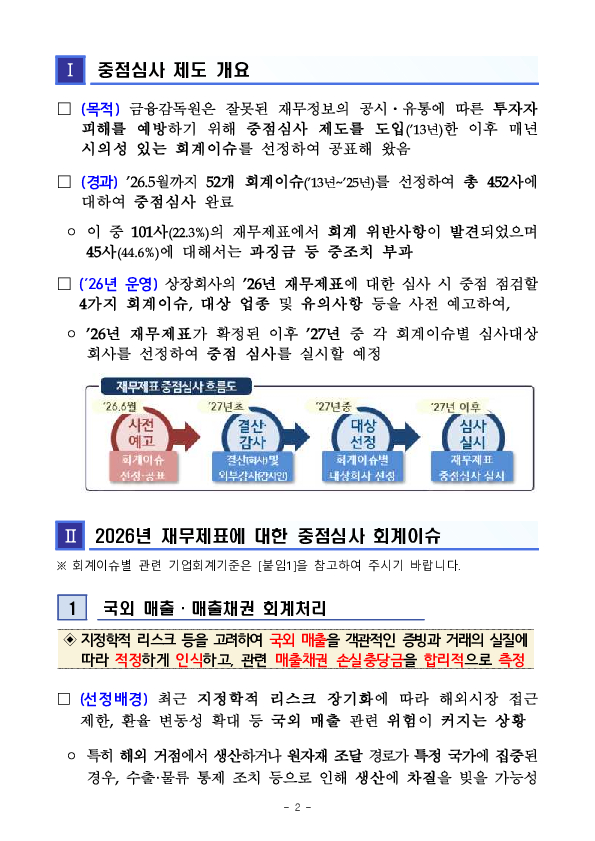 2026년 재무제표에 대한 중점심사 회계이슈 사전예고 이미지 2