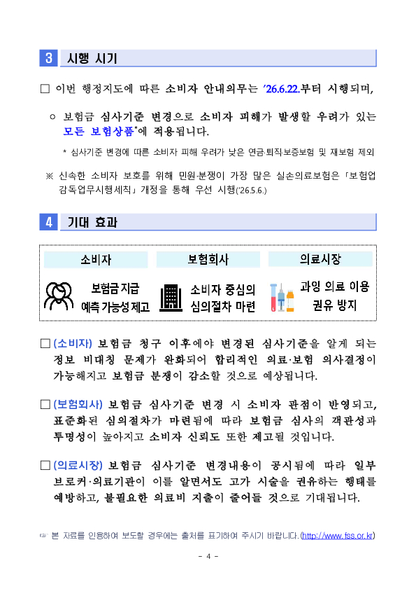 보험금 심사기준 변경 사실을 사전에 안내하여 소비자 피해와 분쟁을 예방하겠습니다 이미지 4
