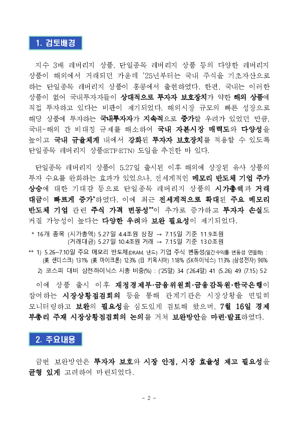 관계기관 합동, 단일종목 레버리지 상품 보완방안 마련 이미지 2