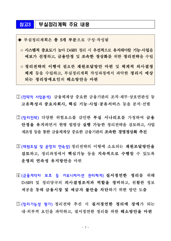 2026년도 금융체계상 중요한 금융기관의 자체정상화, 부실정리계획을 마련하였습니다 이미지 7