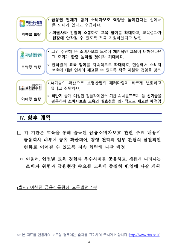 금융감독원, 금융업권별 협회, 연수기관 공동 금융회사 임직원의 금융소비자보호 역량 강화를 위한 업무협약 체결 이미지 4