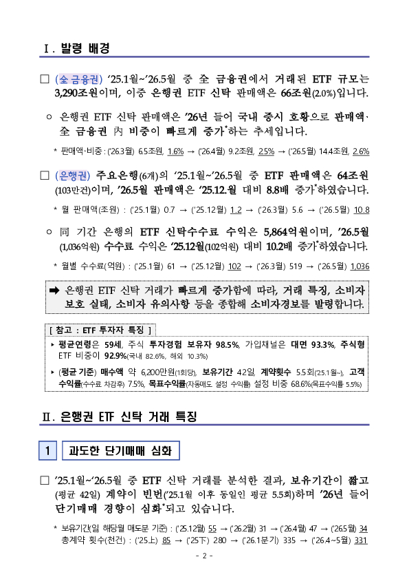 은행권 ETF 신탁 거래 관련 소비자경보 발령 PC 본문 이미지 2