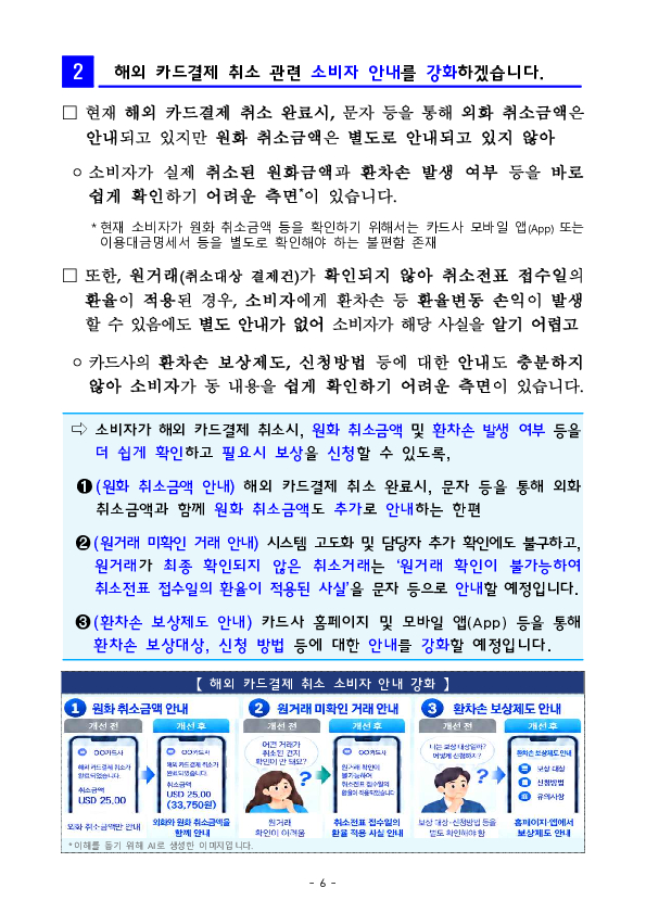 해외 카드결제 취소시 환율 하락으로 발생하는 소비자 환차손 보상을 한층 강화합니다 이미지 6