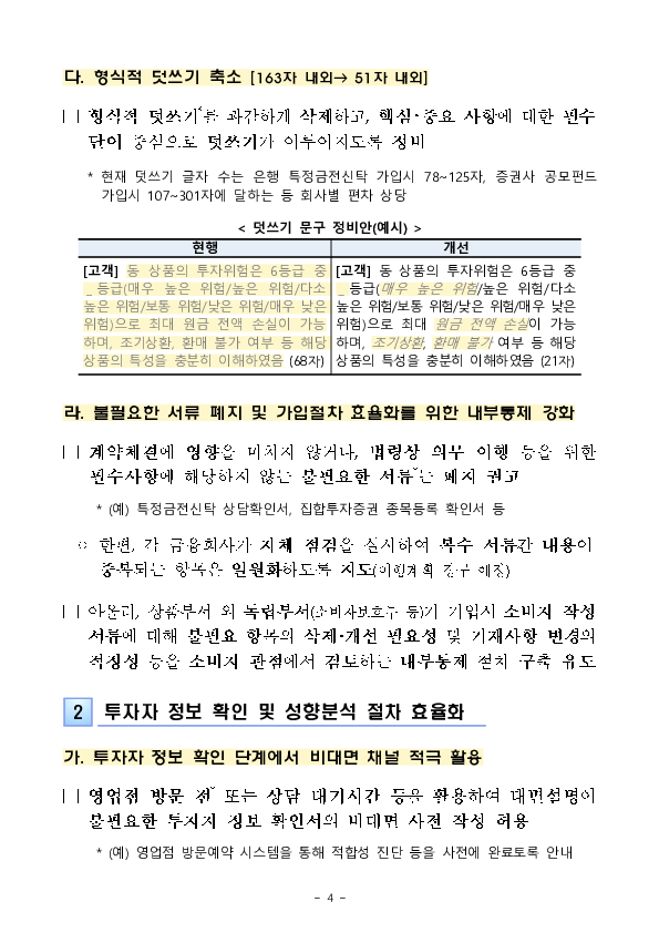 투자성 상품 가입시간 단축을 위한 가입절차 합리화,간소화 방안 마련 이미지 4