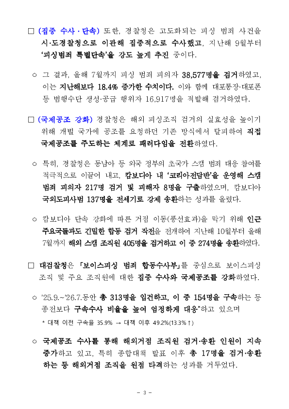 ‘보이스피싱 근절 종합대책’ 1년, 발생건수 40%,피해액 43% 감소 성과 이미지 3
