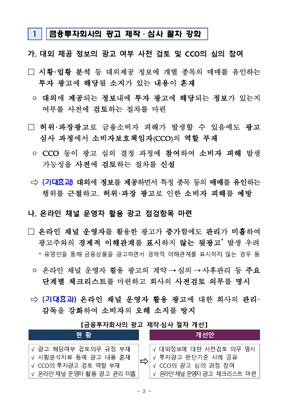 금융소비자 울리는 허위, 과장광고를 근절하기 위해 금융투자회사 광고 업무절차를 전면 개선합니다 이미지 3