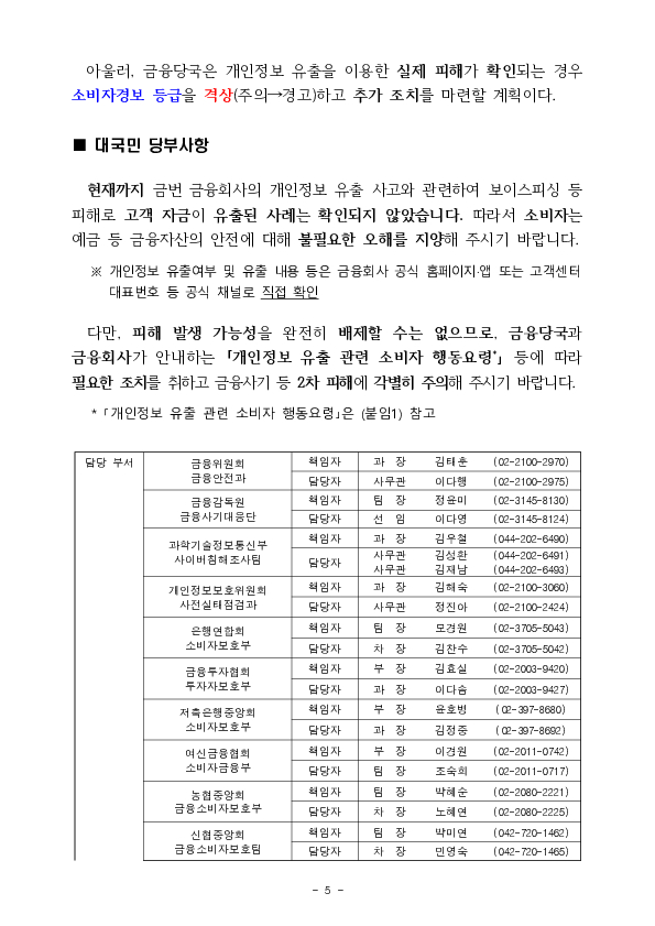 최근 금융권 개인정보 유출사고에 따른 보이스피싱, 스미싱 등 피해에 주의하세요 이미지 5