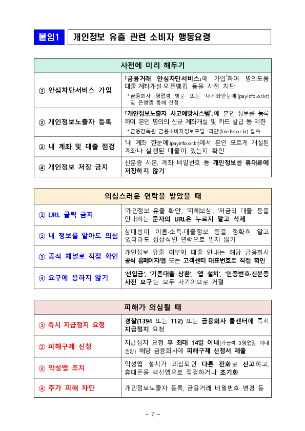 최근 금융권 개인정보 유출사고에 따른 보이스피싱, 스미싱 등 피해에 주의하세요 이미지 7