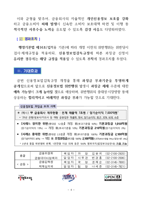 신용정보법 과징금 부과의 예측 가능성을 한층 높였습니다. 이미지 4