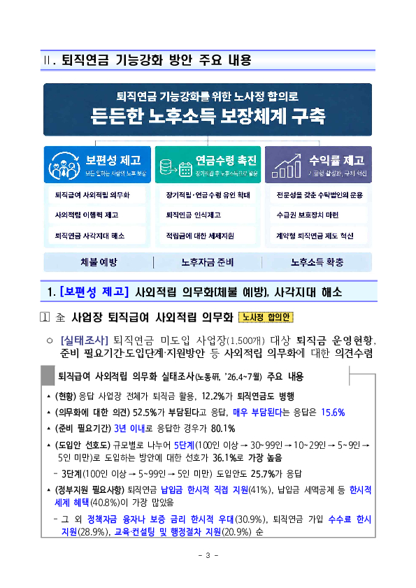 퇴직연금 기능강화를 위한 노사정 합의로 노동자의 든든한 노후소득 보장체계 구축 이미지 13