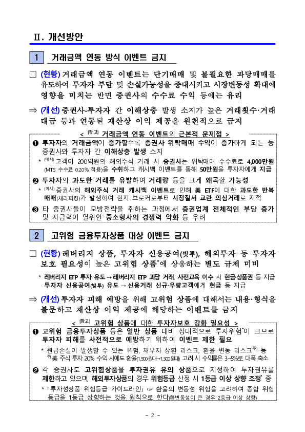 건전한 경쟁질서 확립 및 투자자 피해 예방을 위해 증권업계 이벤트 실시 기준을 대폭 강화합니다 이미지 2